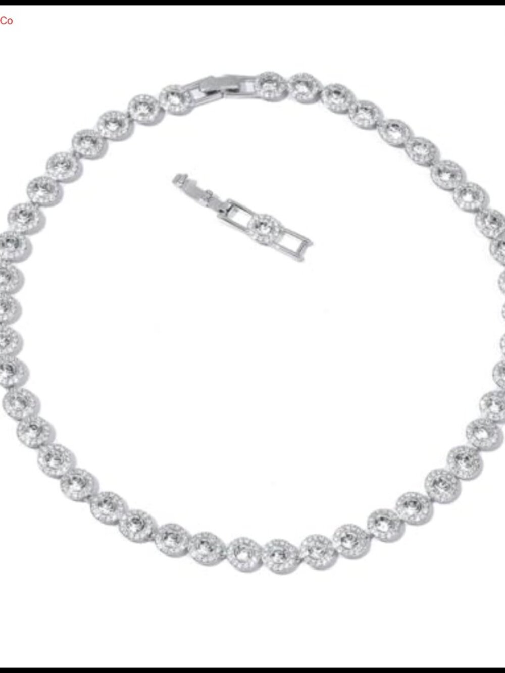 18K Gold Plated Brass Crystal Tennis Choker Necklace 15-16in Wedding
